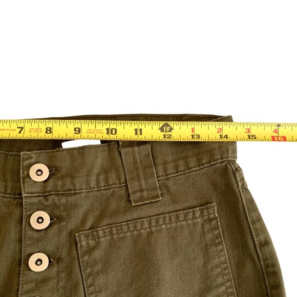 Olive Green Mid-High Rise Flare Button-fly Jeans Women Size 7 - Picture 6 of 8